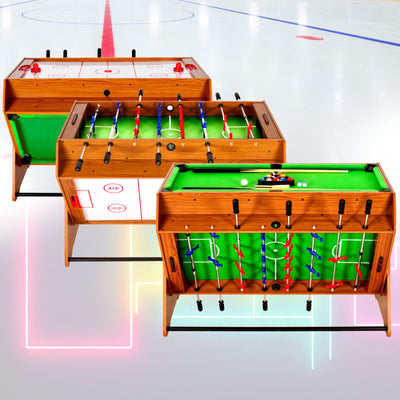 3-in-1 roterende speltafel - Thunder Ultimate - Tafelvoetbal / airhockey / pool