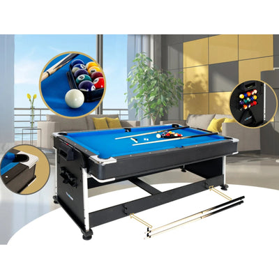 4-in-1 multifunctionele speeltafel - Thunder Crush 7FT - Pool / airhockey / pingpong / eettafel - 203 x 112 x 82 cm