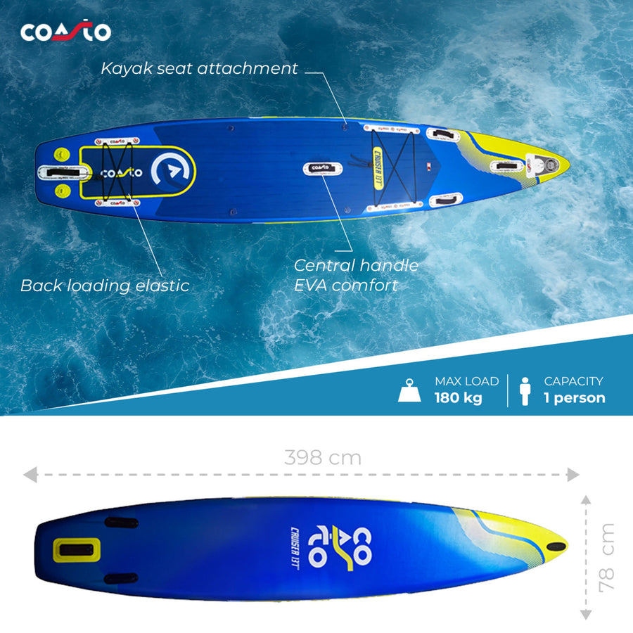 SUP-Board-Set - Coasto Cruiser 13'1 - mit Zubehör