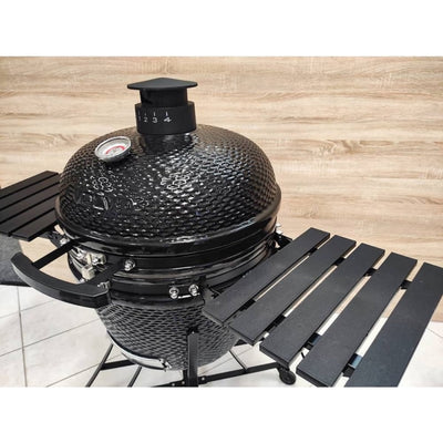 Kamado Barbecue XXL - Evolve Advanced 61 cm - accessoires inclus - tables supérieures noires