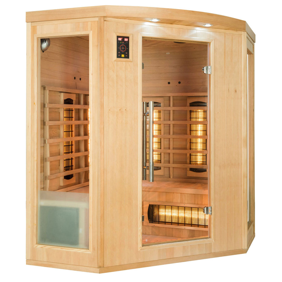 Sauna d'angle infrarouge pour 3 personnes - France Sauna Apollon Quartz 3 places 