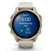 Garmin Fenix 8 Sapphire - 43 mm / AMOLED -  Soft Gold met Fog grey/dark sandstone siliconen band - Premium multisport horloge