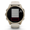 Garmin Fenix ​​​​8 Sapphire – 43 mm / AMOLED – Soft Gold mit nebelgrauem/dunklem Sandstein-Silikonarmband – Premium-Multisportuhr