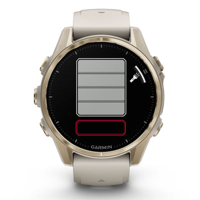 Garmin Fenix 8 Sapphire - 43 mm / AMOLED -  Soft Gold met Fog grey/dark sandstone siliconen band - Premium multisport horloge