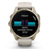 Garmin Fenix 8 Sapphire - 43 mm / AMOLED -  Soft Gold met Fog grey/dark sandstone siliconen band - Premium multisport horloge