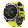 Garmin Fenix ​​​​8 Sapphire Solar – 47 mm &amp; 51 mm – Titan mit Amp-Gelb/Graphit-Silikonarmband – Premium-Multisportuhr