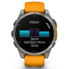 Garmin Fenix ​​​​8 Sapphire - 47 mm &amp; 51 mm / AMOLED - Titane avec bracelet en silicone orange Spark - Montre multisport premium