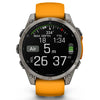 Garmin Fenix 8 Sapphire - 47 mm & 51 mm / AMOLED - Titanium met Spark orange siliconen band - Premium multisport horloge