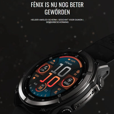 Garmin Fenix ​​​​8 Sapphire – 47 mm &amp; 51 mm / AMOLED – Titan mit Spark-orangefarbenem Silikonarmband – Premium-Multisportuhr