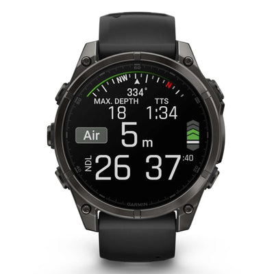 Garmin Fenix ​​​​8 Sapphire - 47 mm / AMOLED - Titane DLC gris carbone avec bracelet en silicone noir - Montre multisport premium