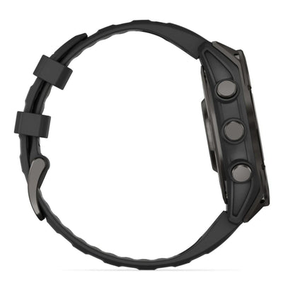 Garmin Fenix ​​​​8 Sapphire - 47 mm / AMOLED - Titane DLC gris carbone avec bracelet en silicone noir - Montre multisport premium