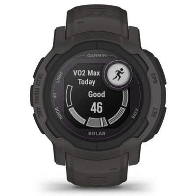 Garmin Instinct 2 Solar Schwarz / Graphit – 45 mm – Robuste Smartwatch für Multisport- und solarbetriebene Abenteuer