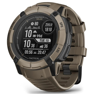 Garmin Instinct 2X Solar Tactical Edition Coyote Tan / Brown – 50 mm – Robuste taktische Smartwatch für Multisport- und solarbetriebene Abenteuer