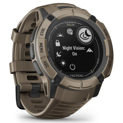 Garmin Instinct 2X Solar Tactical Edition Coyote Tan / Brown - 50 mm - Montre intelligente tactique robuste pour les aventures multisports et alimentées à l'énergie solaire