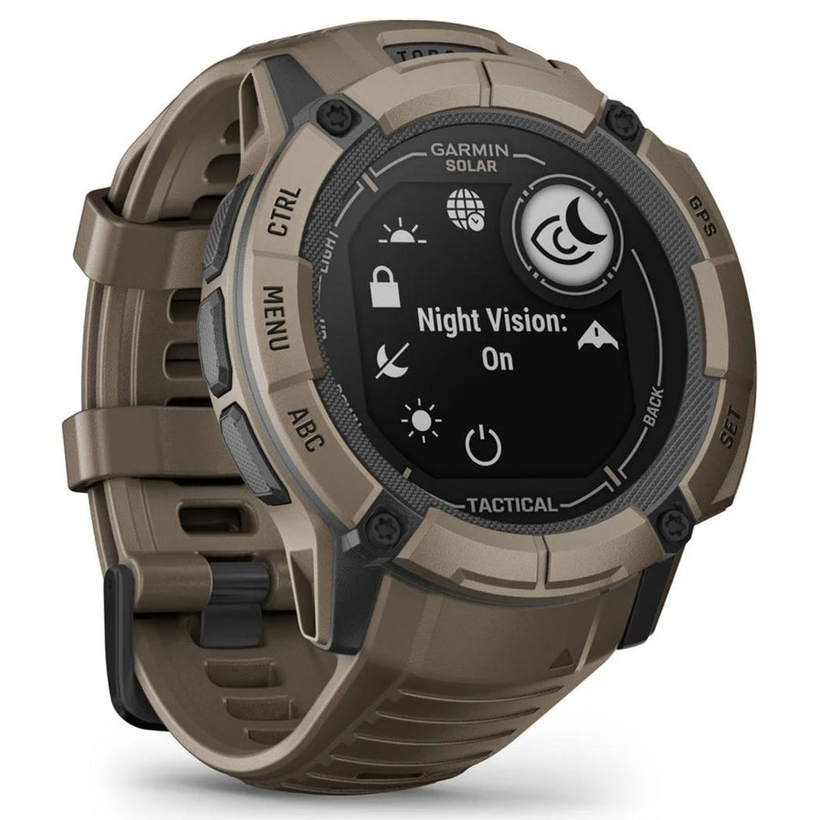 Garmin Instinct 2X Solar Tactical Edition Coyote Tan / Brown – 50 mm – Robuste taktische Smartwatch für Multisport- und solarbetriebene Abenteuer