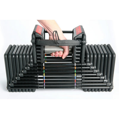 Verstelbare dumbbells 2 tot 45 KG (set van 2) incl. dumbbellstandaard - Powerblock Pro 100 Commercial PBCOM100