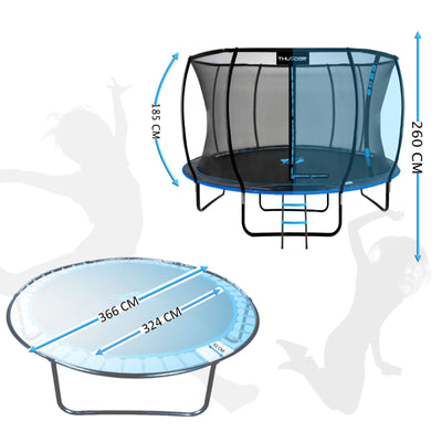 Thunder Superb opbouw trampoline rond (Ø366 cm) met net - 2 kleuren