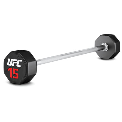 UFC verticaal barbell rack met 5 stuks rechte premium urethane halterstangen - 10-20 kg