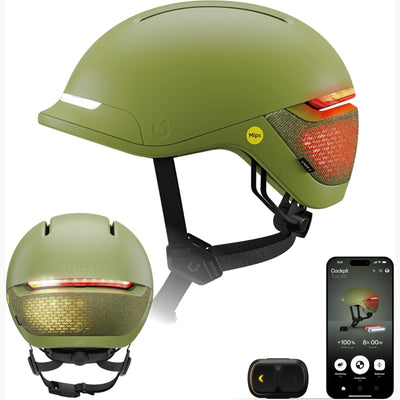 Unit 1 Faro Uniper (Vert / Large) - Casque de vélo intelligent avec MIPS et de nombreuses fonctionnalités uniques