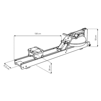 WaterRower All Black Roeitrainer - Gebeitst eikenhout (zwart)