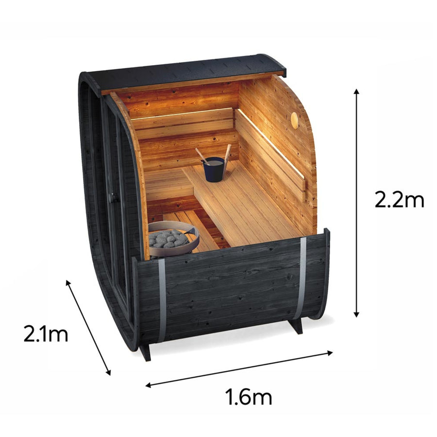 Buitensauna voor 4 personen - Holl's Black Cube Onyxia Thermowood