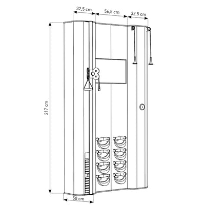 NOHRD Compact Wall Eiken - Trainingstation met interactief touchscreen, SlimBeam, SkiErg en SwingBells - Eikenhout