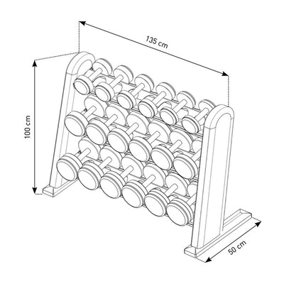 NOHRD Haltères Set Noir - Poids avec support de rangement - Chêne teinté