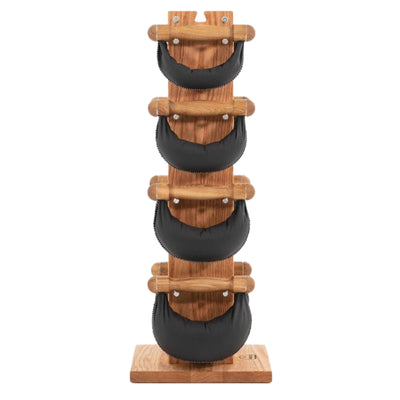 NOHRD SwingBell Tower Set Oak – Kettlebells mit Aufbewahrungsständer – Eichenholz und Leder