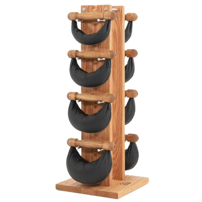 NOHRD SwingBell Toren Set Eiken  - kettlebells met opslagrek - Eikenhout en leer