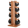 NOHRD SwingBell Tower Set Cherries - kettlebells avec support de rangement - Bois de cerisier et cuir