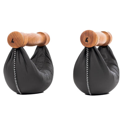 NOHRD SwingBell Toren Set Kersen - kettlebells met opslagrek - Kersenhout en leer