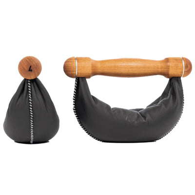 NOHRD SwingBell Toren Set Kersen - kettlebells met opslagrek - Kersenhout en leer