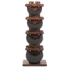 NOHRD SwingBell Tower Set Walnut – Kettlebells mit Aufbewahrungsständer – Walnuss und Leder