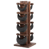 NOHRD SwingBell Toren Set Walnoot - kettlebells met opslagrek - Notenhout en leer