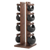 NOHRD SwingBell Toren Set Walnoot - kettlebells met opslagrek - Notenhout en leer