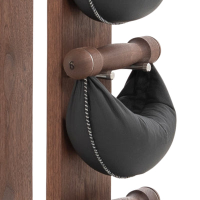 NOHRD SwingBell Toren Set Walnoot - kettlebells met opslagrek - Notenhout en leer