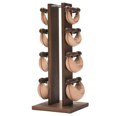 NOHRD SwingBell Tower Set Walnut Natural – Kettlebells mit Aufbewahrungsständer – Walnuss und Leder (Kopie)