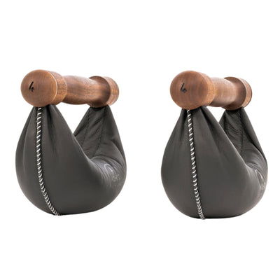 NOHRD SwingBell Toren Set Walnoot - kettlebells met opslagrek - Notenhout en leer