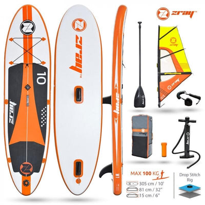 Aufblasbares Windsurfbrett / SUP-Board-Hybrid mit Zubehör - Zray W1 10" - 305 cm