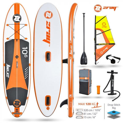 Opblaasbaar windsurf board / SUP board hybride met accessoires - Zray W2 10'6" - 320 cm