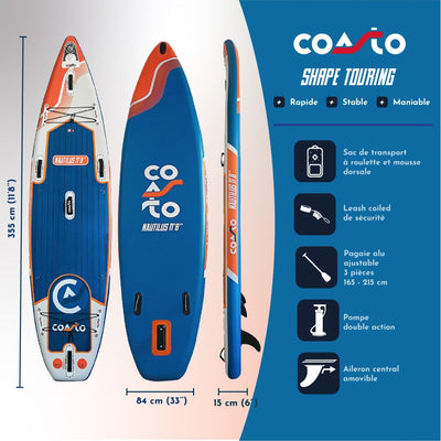 Set de planches SUP - Coasto Nautilus 11'8 - avec accessoires