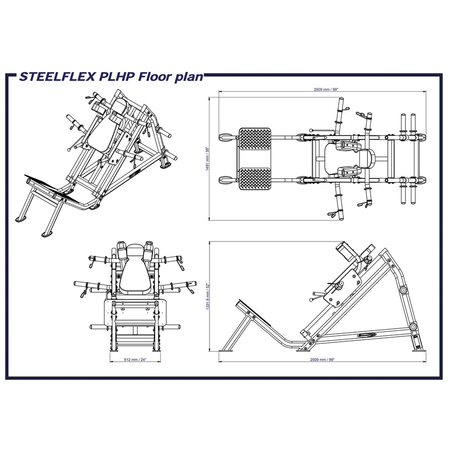 Hack Press / Hack Squat – Plate Loaded – Steelflex PLHP-BR